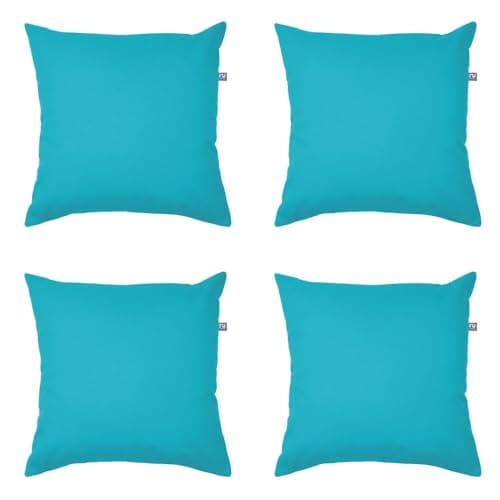 Image of rucomfy Indoor/Outdoor Cushion with Insert Filling - Accessories for Home and Garden Decor Scatter Pillow - Pre Filled with Fibre Inner - Water Resistant - 45 x 45cm (4, Turquoise, 45cm x 45cm)