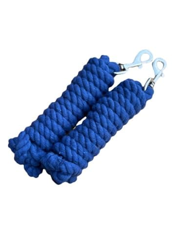 Image of Pack of 2 Solid Cotton Lead Rope for Horses and Dogs 10 Foot Long (16MM) Thick -Duty Satin Bolt Snap (Royal Blue)