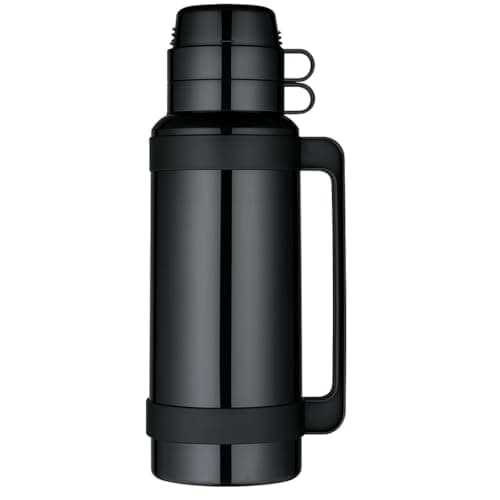 Image of Black Vacuum Flask 1.8L – Insulated Plastic Mondial Thermal Flask for Hot & Cold Drinks | Durable Travel Bottle with Push-Button Lid