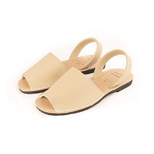Image of R-ISLAND Women's Shoes Menorquin Women's Artificial Leather Rubber Sole, Party Sandals,, beige, 8 UK