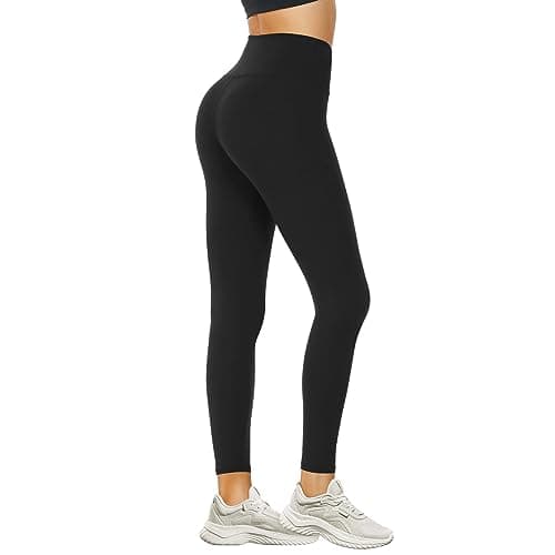 Image of DDOBB Leggings for Women High Waisted Black Leggings Tummy Control Stretchy Pants Trousers for Gym Yoga Running Sport Regular&Plus Size(A-Black, XXL)