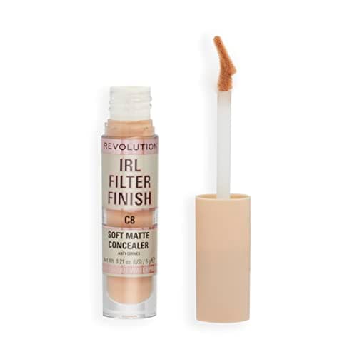 Image of Makeup Revolution, IRL Filter Finish, Soft Matte Concealer, Medium to Full Coverage, C8, Medium to Tan Skin Tones, 6g