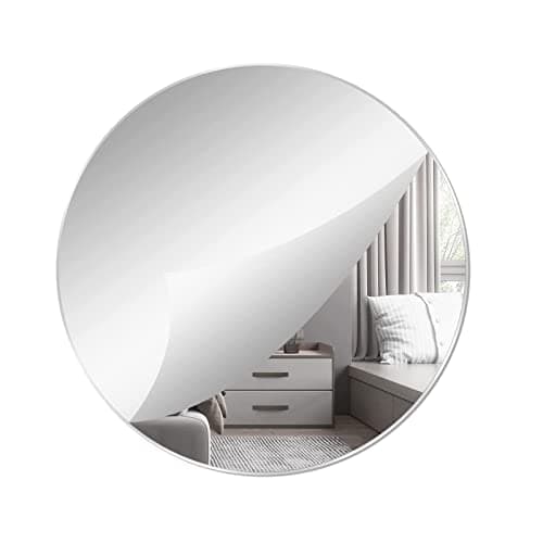 Image of DMJOULI 20cm Round Self Adhesive Acrylic Mirror,Large Non Glass Tiles Plate Mirror,Circle Mirror Sticker Decorative Mirror for Bathroom, Bedroom,Home Decor.(1pcs)
