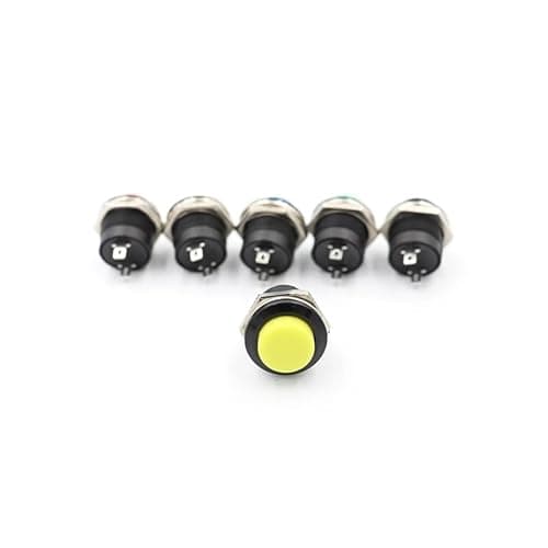 Image of 6 pcs yellow Round Cap Push Button Switch AC 6A/125V 3A/250V R13-507 momentary push button Controls Switches