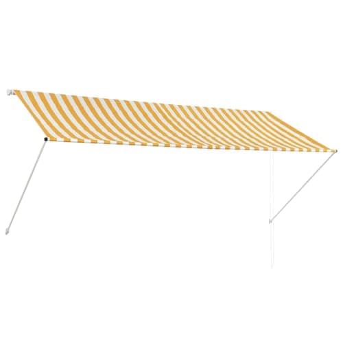 Image of vidaXL Retractable Awning for Outdoor Spaces - Weather- and Fully Adjustable - Steel Frame with UV & Water- Fabric - 300x150 cm - Yellow and White