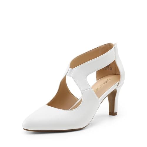Image of DREAM PAIRS Women's Pumps Closed Pointed Toe Kitten Heels Elegant Party Wedding Dress Shoes for Women,Size 6,White,DWUMPU2501