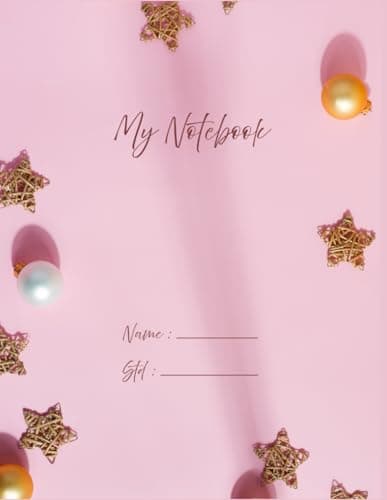 Image of Cute Pink Star & Ornament themed 80 pages Unruled Notebook for Girls