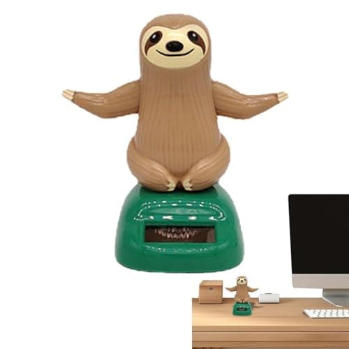 Image of Solar Dashboard Sloth – ABS 3.94x3.15x1.97 Inches | Solar Powered Dancing Sloth | Solars Figurine Wobble Toy For Car Dashboard Decoration Cute Animal Ornament Interior