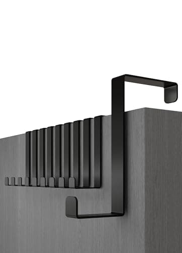 Image of Menz Over Door Hanger – Set of 10, Black - Holds 8KG - Coat Hanger 3.6 cm (1.4") and 4.6 cm (1.8"), Coat Hooks for Door, Hangers for Clothes