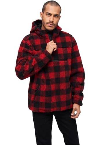 Image of Brandit Teddyfleece Worker Pullover, color: red/black, size: S