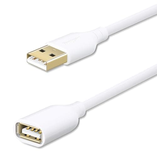 Image of Fasgear 10ft/3m USB 2.0 Extension Cable,A Male to A Female Charging and Syncing USB Extender Cord for CCTV Security Camera/Webcam/Flash Drive/Hard Drive/Mouse/Printer/USB LED Light(10ft, White)