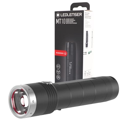Image of Ledlenser MT10 - USB Rechargeable LED Torch, Super Bright 1000 Lumens, Powerful Searchlight Torch, Dog Walking, Hiking & Camping Equipment, 144 Hours Running Time