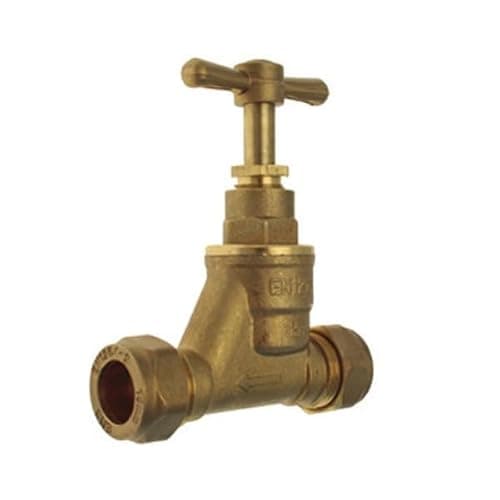 Image of 15mm Stopcock Valve - Brass Compression Stop Cock/Tap BS1010
