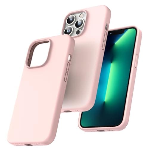 Image of TOCOL Silicone for iPhone 13 Pro Max Case 6.7-Inch, Liquid Silicone Multi-Color Slim Silky-Soft Touch Anti-Scratch Shockproof Protective Phone Cover, Pink