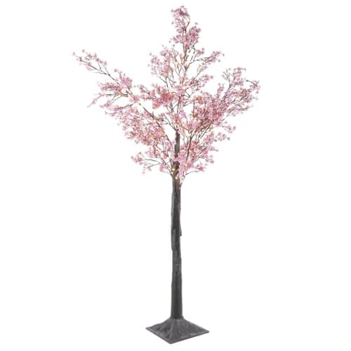 Image of 4ft Light Up Chery Blossom Tree, 120cm Warm LEDs Artificial Cherry Blossom Tree with Light Indoor Outdoor for Wedding Holiday, Realistic Tree with Adjustable Branches, Mains Operated