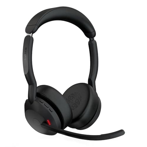 Image of Jabra Evolve2 55 Stereo Wireless Headset with Charging Stand, Air Comfort Technology, Noise-cancelling Mics, and ANC - Works with UC Platforms such as Zoom and Google Meet - Black