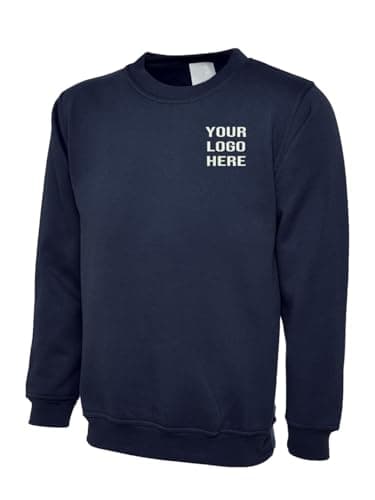 Image of Personalised Embroidered Unisex Olympic Sweatshirt, Free Left Chest Text And Your Personalised Logo Sweatshirt, 50% Polyester 50% Cotton Workwear Sweat Shirt Navy