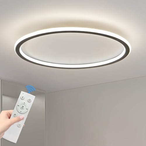 Image of Mikeru 40CM LED Round Ceiling Lighting, 10% to 100% Dimmable Bedroom Lights Ceiling 3000K/4500K/6500K Tricolour Light Adjustable Bathroom Light for Living Room, Hallway, Stairwells, Kitchen