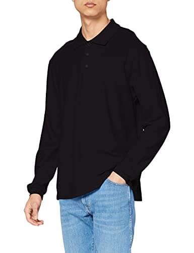 Image of Fruit of the Loom Men's Premium Long Sleeve Polo Shirt, Black, Large