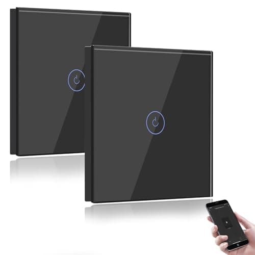 Image of BSEED Smart Light Switch,Compatible with Alexa and Google Home,1 Gang WiFi Touch Switch,2 Way or Multi-Way Control by SmartLife APP,Black Alexa Switch with LED Indicator Light-Neutral Wire Need-2pack