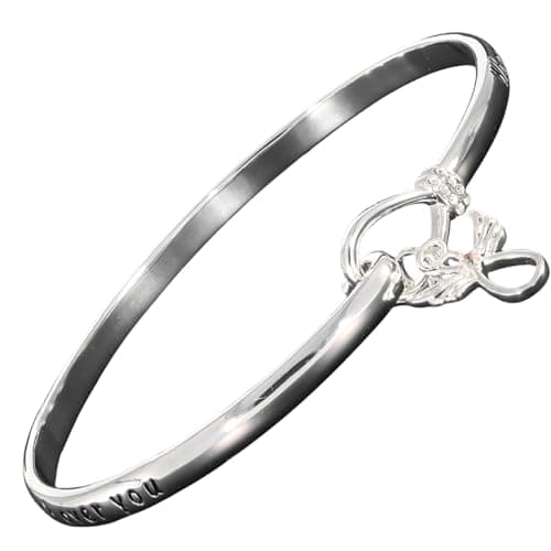 Image of equilibrium Guardian Angel Silver Plated Bangle with Meaningful Words, Anti-Tarnish Coating, Height: 7 x Width: 19 x Depth: 0.3 in cm