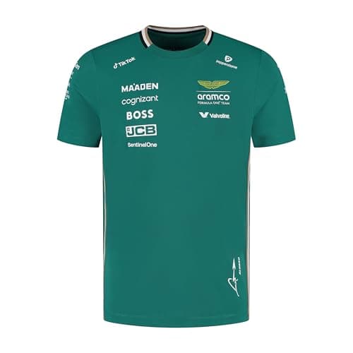 Image of Aston Martin F1 2025 Fernando Alonso Team Tshirt for Men Green - Size: M