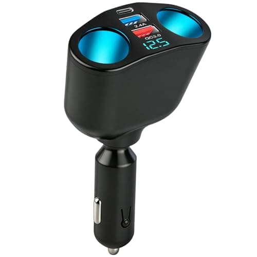 Image of Car Charger Cigarette Lighter Adapter,12v-24v Dual Usb Car Splitter, Double Car Lighter Adapter with LED Voltmeter USB QC3.0 Charger Multi-Socket Fast Charging for Smart Phones/GPS/Vehicle Devices