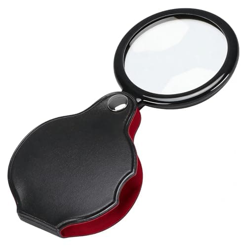 Image of 1 Pcs 20X Pocket Magnifying Glass,Black Mini Portable Handheld Folding Eye Loupe Magnifying Glass Lens with Rotating Protective Holster,20X Pocket Glass for Reading,Inspection(Black)