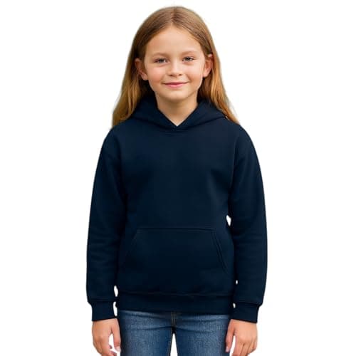Image of Urban Road Kids Heavy Blend Plain Hoodie Sweatshirt Hooded Top for Boys & Girls Navy
