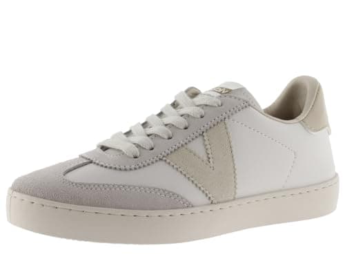 Image of victoria Women's & Men's Shoes | Leather Effect Sneakers | Basket Berlin Cycling Leather Effect & Colour Pieces | Unisex Trainers, Contrast Stitching,, Ice, 8.5 UK