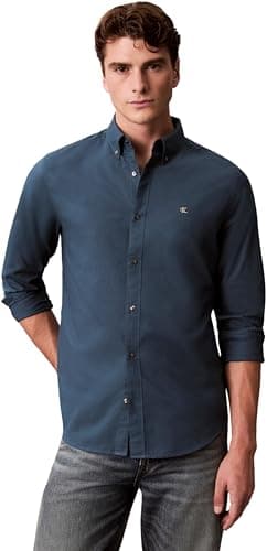 Image of Calvin Klein Men's LS Solid Oxford Classic Shirt LV140EM125 Other Shirts, Blue (Navy Teal), XL