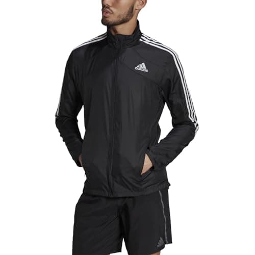 Image of adidas Men's Marathon Jacket 3-Stripes, Black/White, Small