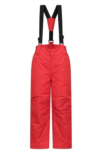 Image of Mountain Warehouse Raptor Kids Snow Pants - Snowproof Boys Ski Trousers, Detachable Braces Bottoms - Ideal for Winter Skiing Holidays & Snowboarding Active Red Teen Size 13 Years