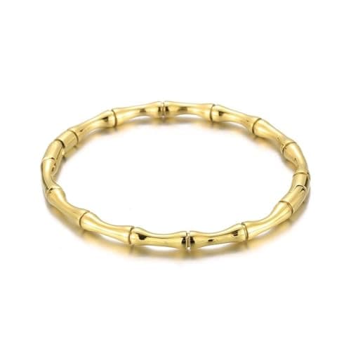 Image of BSLVWG 18K Gold Plated Love Friendship Bracelet Bangle Cuff Classic Bamboo Joint Bracelet Gifts for Mother's Day Valentine's Day Wedding Couples and Birthdays (Gold)