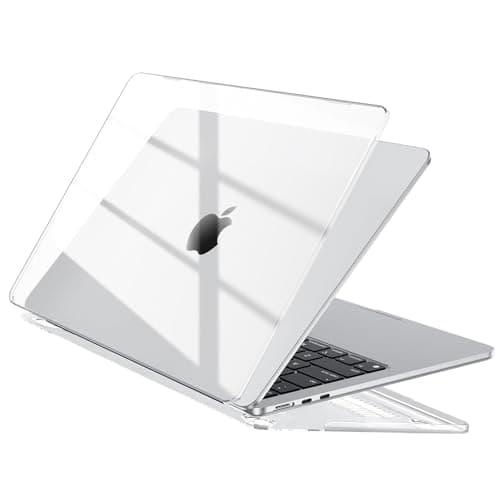 Image of EooCoo Compatible with MacBook Air 13 inch Case M5 M4 M3 M2 2026 2025-2022 Mac Air 13.6" Transparent Hard Shell for Model A3449 A3240 A3113 A2681 (Touch ID), Plastic Cover Smooth Skin - Crystal Clear