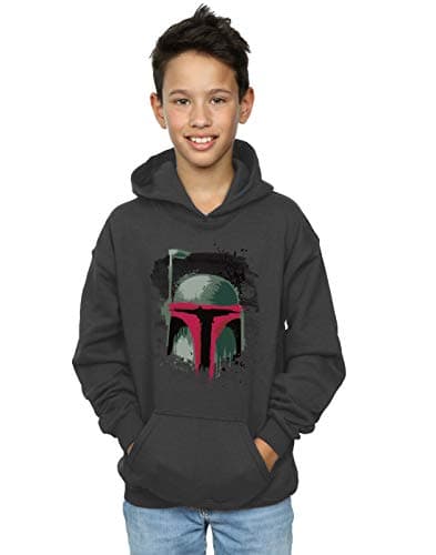 Image of Star Wars Boys Boba Fett Helmet Hoodie 9-11 Years Charcoal