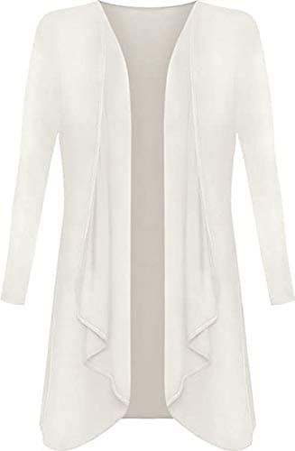 Image of Candid Styles Womens Ladies Plus Size Long Sleeve Waterfall Cardigan Top Duster Coat Jacket, XL 16-18 Plus Size, Cream