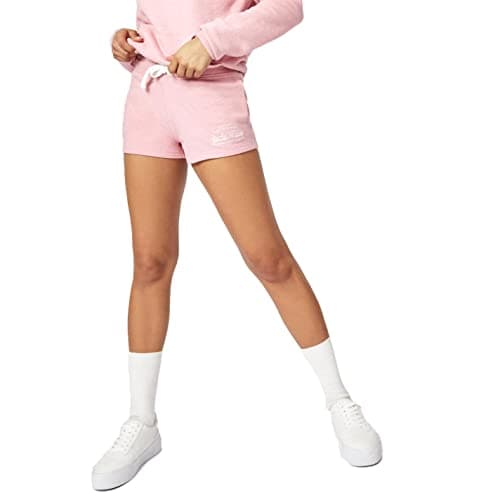 Image of Jack Wills Womens Bea Logo Sweat Shorts Fleece Pants Trousers Bottoms Slim Fit Pink Marl 6 (XXS)