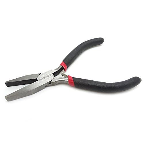 Image of AKORD Flat Nose Jewellery Making Bead Craft Plier Electrics Repair Tool, Metal, Black, 5-Inch, 125 mm