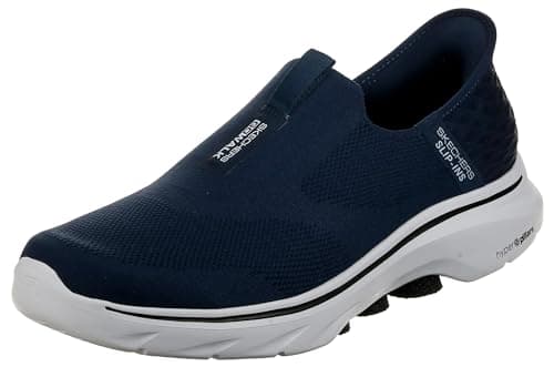 Image of Skechers Men's Go Walk 7 Easy On 2 Sneaker, Navy Textile/Synthetic, 8 UK