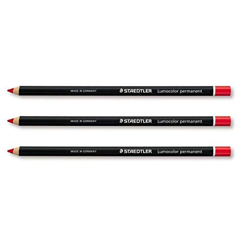 Image of Staedtler Lumocolor Correctable Transparency Pen Glasochrom Permanent Dry Marker Pens Pack of 3 Red