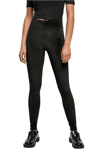Image of Urban Classics Women's Ladies High Waist Velvet Leggings Leggings, Black, M