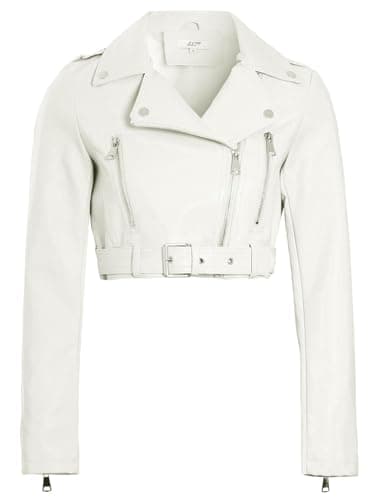 Image of SS7 Womens Faux Leather Cropped Biker Jacket Off-White