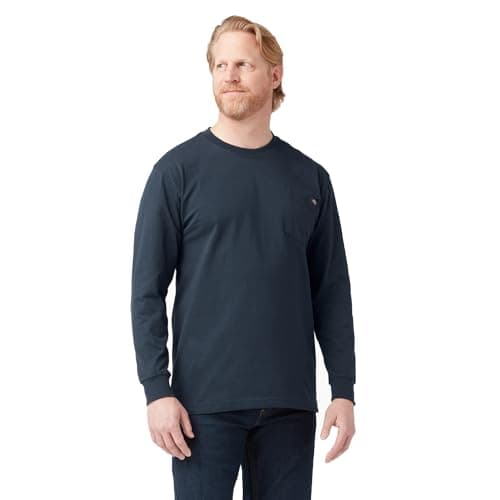 Image of Dickies Men's Long Sleeve Heavyweight Crew Neck T-Shirt, Dark Navy, 3XL
