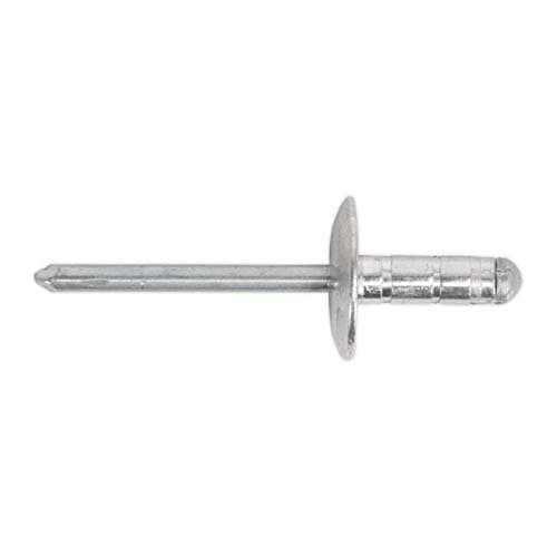 Image of Sealey RM4827L Aluminium Multi-Grip Rivet Large Flange, 4.8mm x 27mm, Silver, Pack of 100