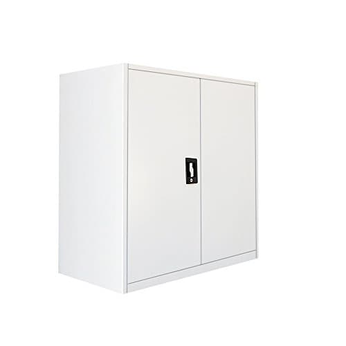 Image of Panana Office Cupboard 2 Doors Metal Lockable Storage File Cabinet Adjustable Shelves Bookcase Storage Unit Grey White