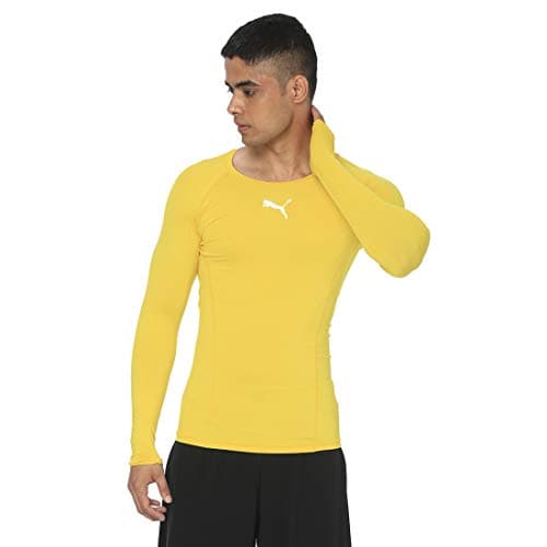 Image of PUMA Men's Liga Baselayer Tee Long Sleeve Functional Underwear, Yellow, L UK