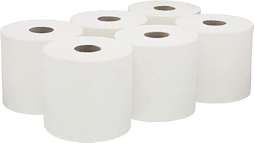 Image of Bargain Factory - Strong Cleaning Centrefeed Rolls – for Cleaning & Hygiene - Multipurpose - Ideal for Kitchens, Restrooms, and Offices - Extra Long Centrefeed Roll - White (Pack of 6)