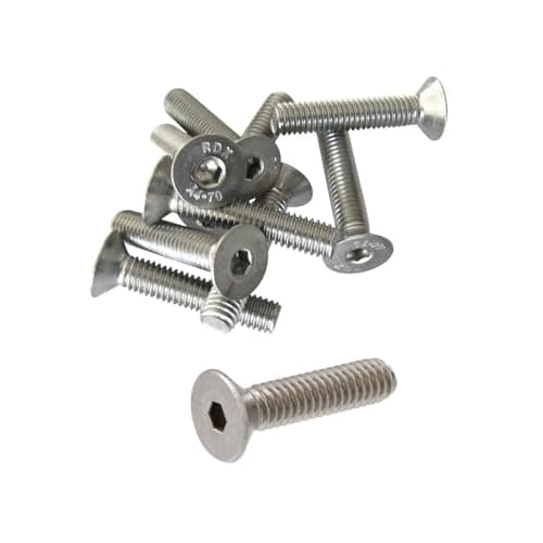 Image of 10x M6 x 40mm A4-316 Marine Grade Stainless Steel Countersunk Bolts, Precision CSK Allen Key Socket Screws, Flat Head Countersunk Screw, Full Thread