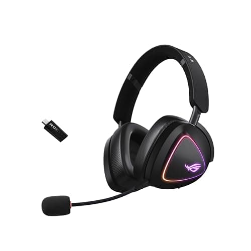 Image of ASUS ROG Delta II Wireless Gaming Headset (50mm Titanium Drivers, ROG SpeedNova, 10mm Super-Wideband Mic, 153-HR Battery, DualFlow Audio, BT, 2.4GHz, 3.5mm, For PC, Switch, PS4, PS5, Xbox) - Black